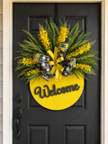 🍋 Bright & Cheerful Lemon Welcome Door Hanger | Summer Front Door Decor | Handmade Yellow Floral Door Sign