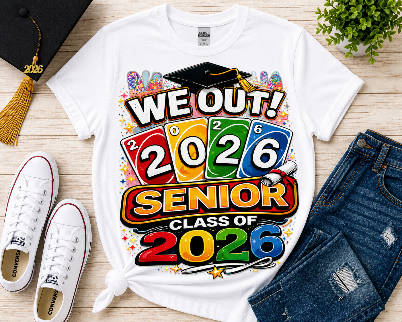 Senior 2026 Shirt – “We Out!” Graduation Tee | Class of 2026 T-Shirt | Senior Year Outfit  🎓