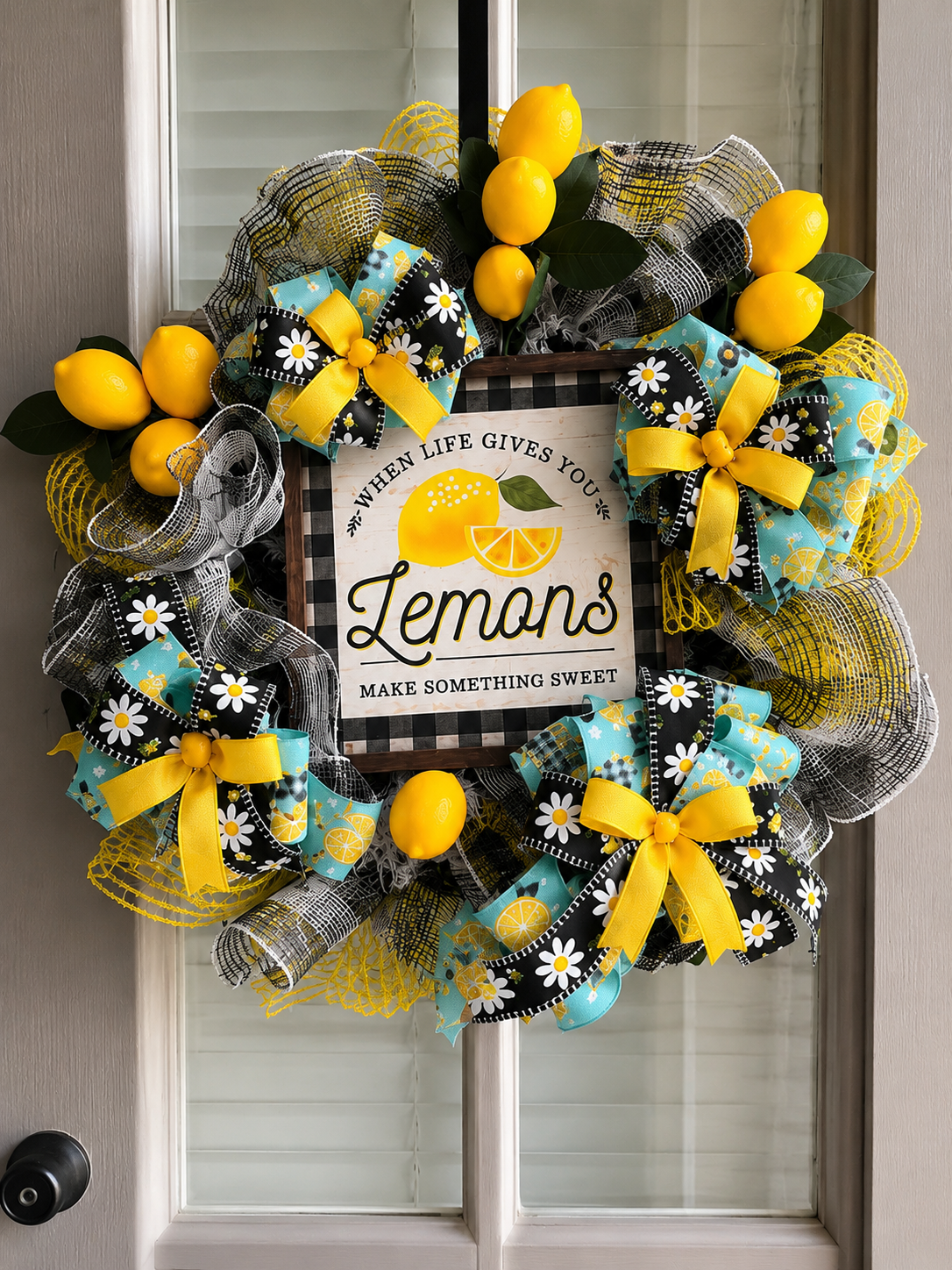 🍋 When Life Gives You Lemons Summer Wreath | Lemon Mesh Door Wreath | Front Door Decor | Handmade Welcome Wreath